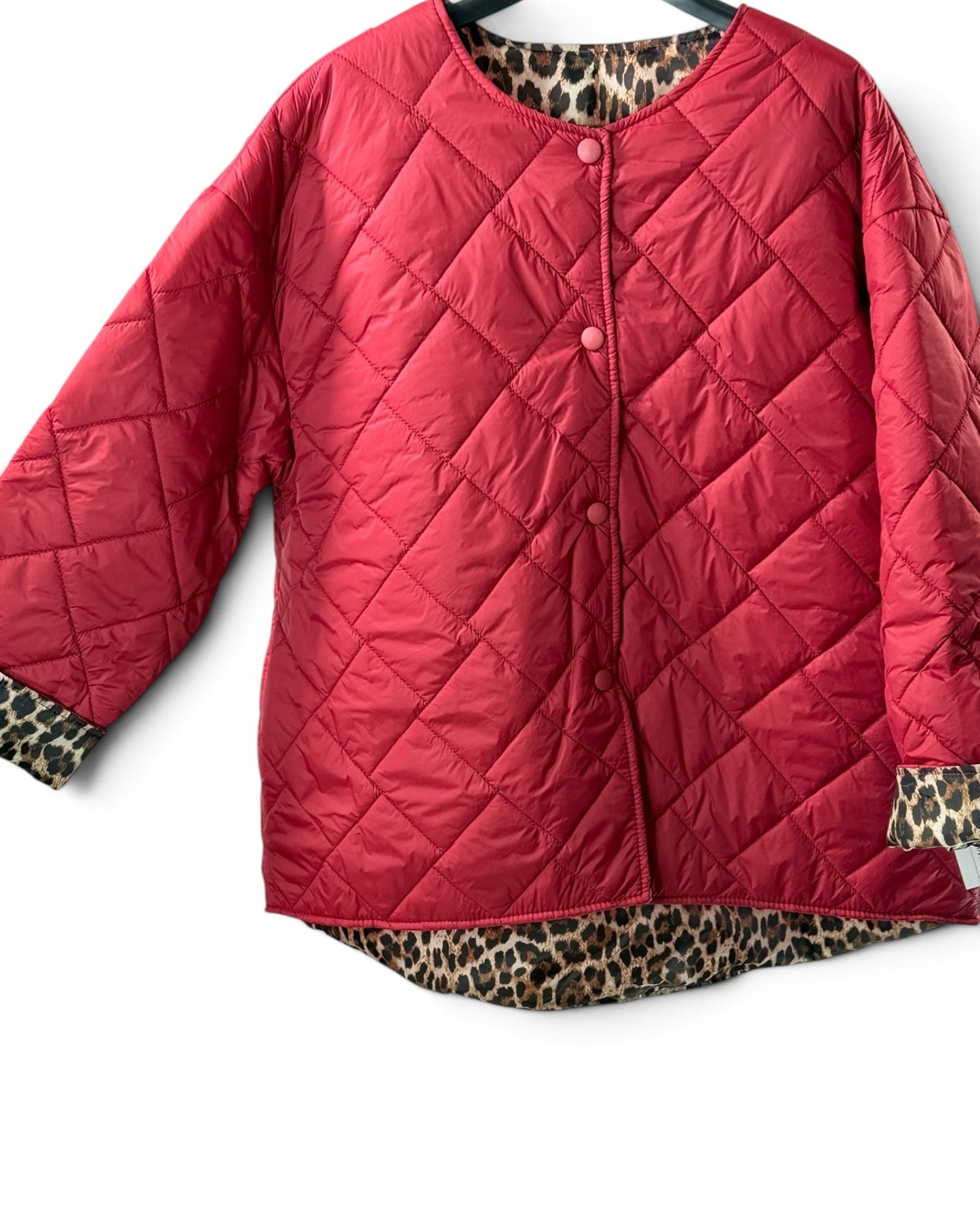 DEBORAH - DOUDOUNE ROUGE INTERIEUR LEOPARD TAILLE 44 A 50