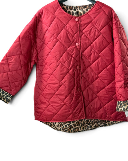 DEBORAH - DOUDOUNE ROUGE INTERIEUR LEOPARD TAILLE 44 A 50
