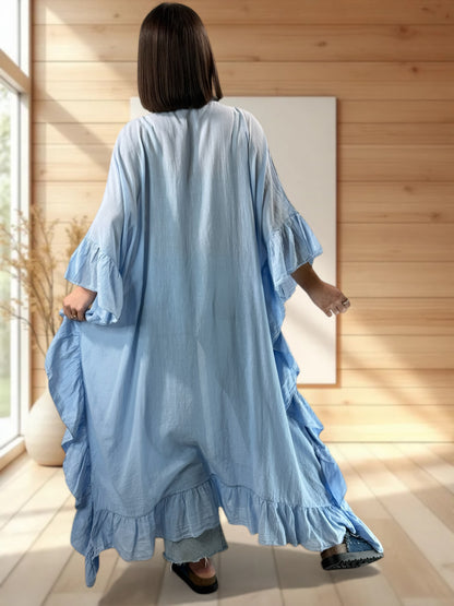 HAPINESS - KIMONO BLEU OVERSIZE JUSQU'A LA TAILLE 60