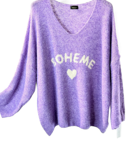 CLAUDIO - PULL LILAS LOGO BOHEME JUSQU'A LA TAILLE 54/56