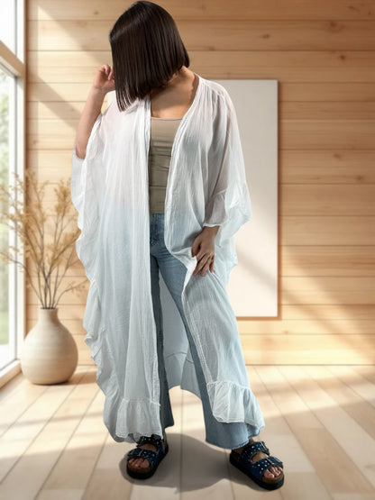 HAPINESS - KIMONO BLANC OVERSIZE JUSQU'A LA TAILLE 60