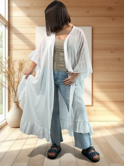 HAPINESS - KIMONO BLANC OVERSIZE JUSQU'A LA TAILLE 60