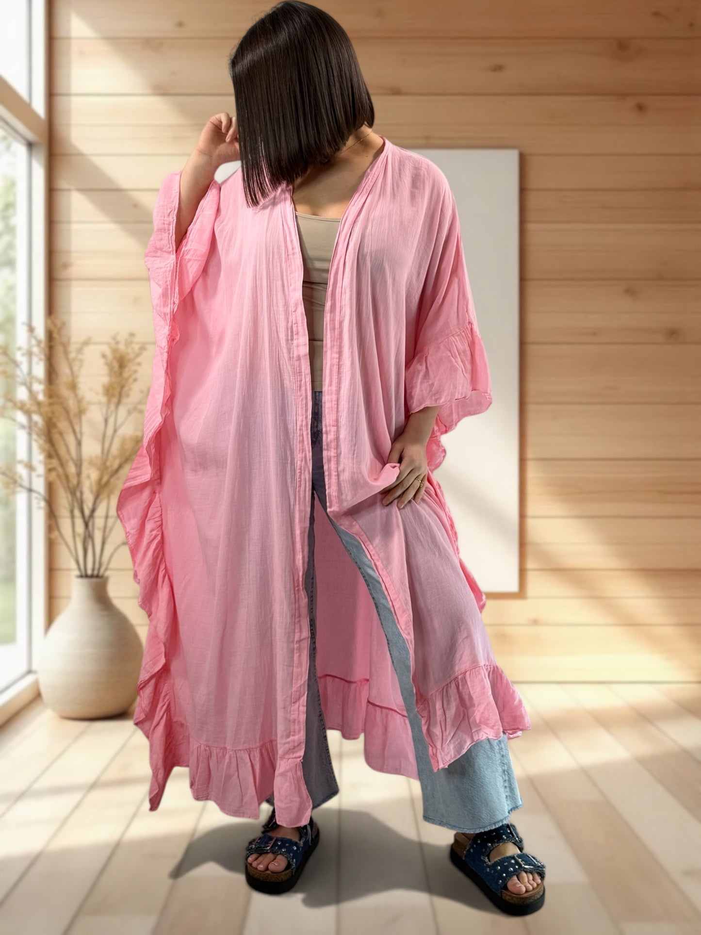 HAPINESS - KIMONO ROSE OVERSIZE JUSQU'A LA TAILLE 60