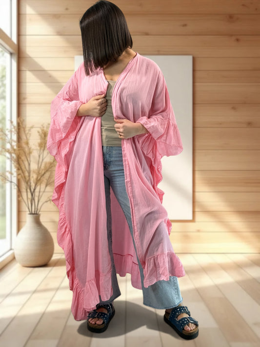 HAPINESS - KIMONO ROSE OVERSIZE JUSQU'A LA TAILLE 60