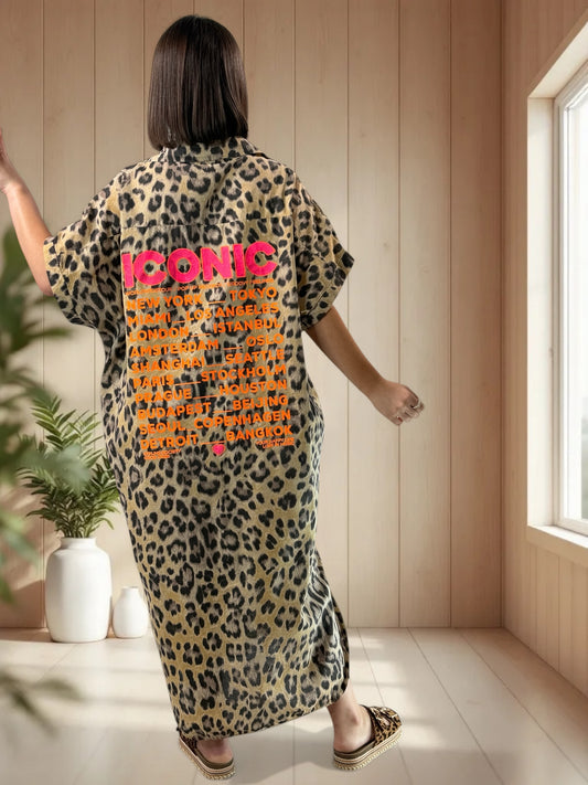 SAVANE - ROBE OVERSIZE LEOPARD JUSQU'A LA TAILLE 52/54