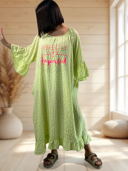JULIA - ROBE VICHY VERT ANIS JUSQU'A LA TAILLE 54