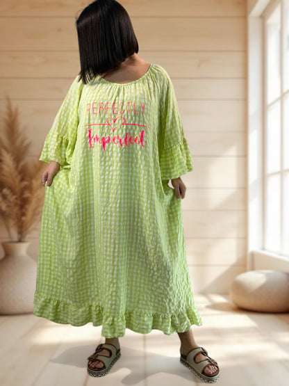 JULIA - ROBE VICHY VERT ANIS JUSQU'A LA TAILLE 54