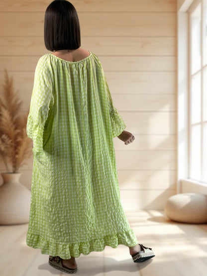 JULIA - ROBE VICHY VERT ANIS JUSQU'A LA TAILLE 54