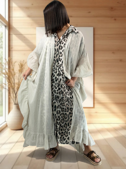 HAPINESS - KIMONO BEIGE OVERSIZE JUSQU'A LA TAILLE 60