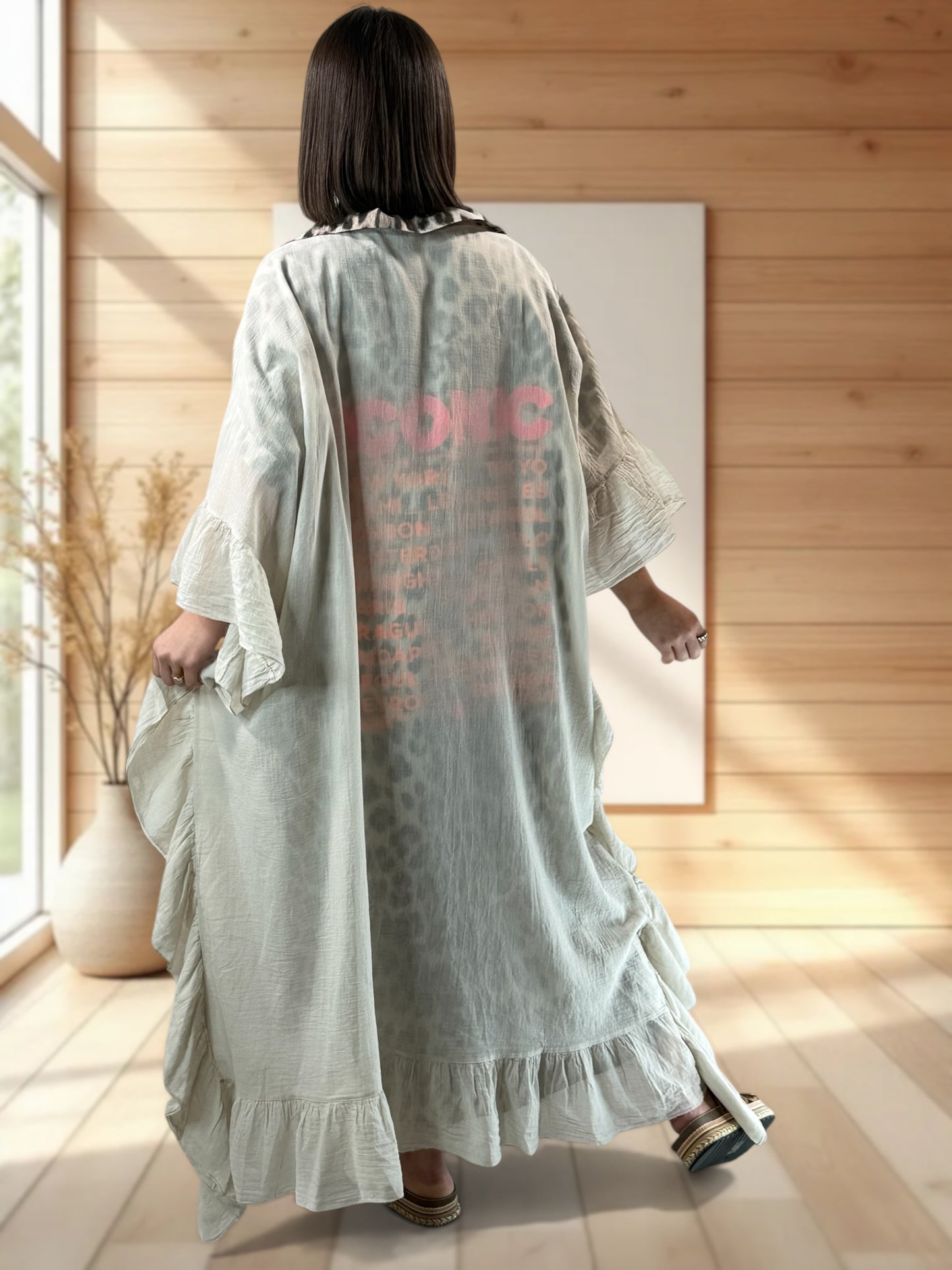 HAPINESS - KIMONO BEIGE OVERSIZE JUSQU'A LA TAILLE 60