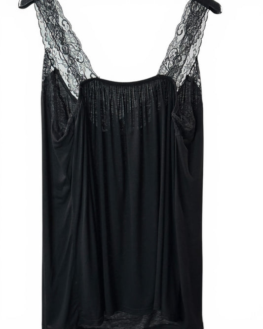 CHOUCHOU - TOP NOIR AVEC DENTELLE TAILLE 48 A 56