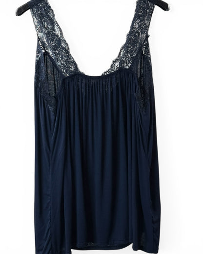 CHOUCHOU - TOP MARINE AVEC DENTELLE TAILLE 48 A 56