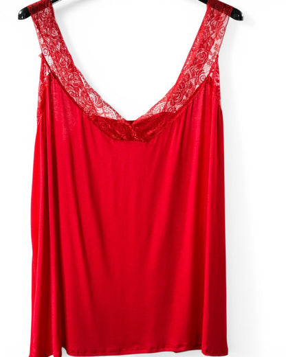 CHOUCHOU - TOP ROUGE AVEC DENTELLE TAILLE 48 A 56