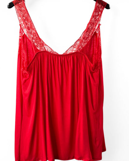 CHOUCHOU - TOP ROUGE AVEC DENTELLE TAILLE 48 A 56