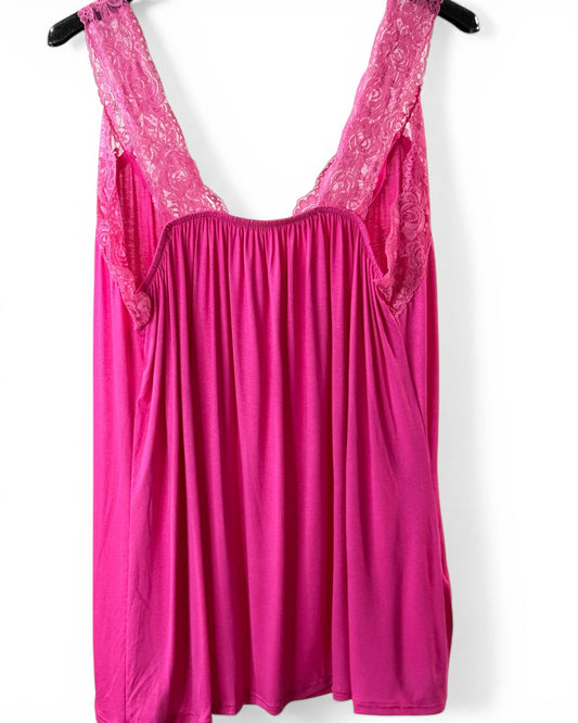 CHOUCHOU - TOP FUCHSIA AVEC DENTELLE TAILLE 48 A 56
