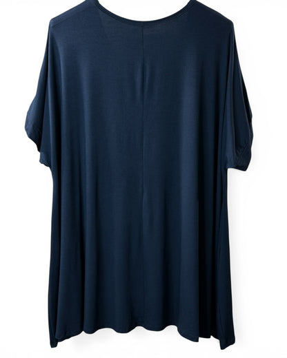 INGRID - T-SHIRT OVERSIZE MARINE JUSQU'A LA TAILLE 48 A 56