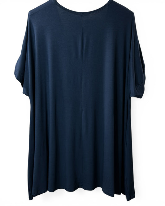 INGRID - T-SHIRT OVERSIZE MARINE JUSQU'A LA TAILLE 48 A 56