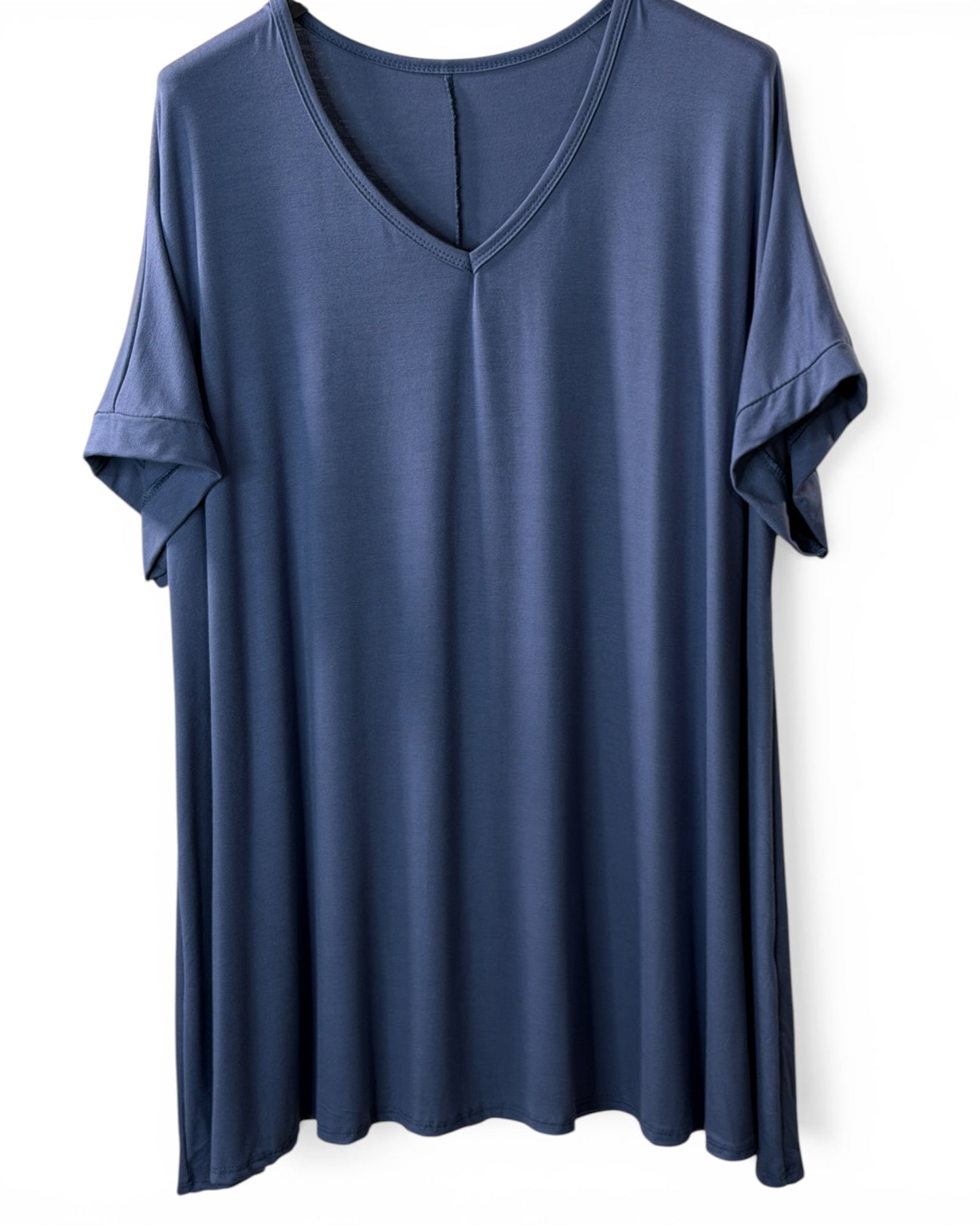 INGRID - T-SHIRT OVERSIZE BLEU JEAN JUSQU'A LA TAILLE 48 A 56