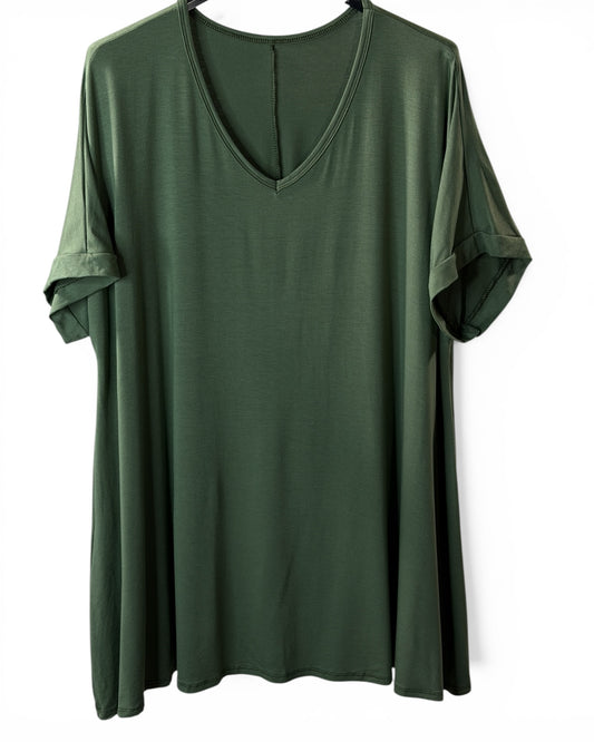 INGRID - T-SHIRT OVERSIZE KAKI JUSQU'A LA TAILLE 48 A 56