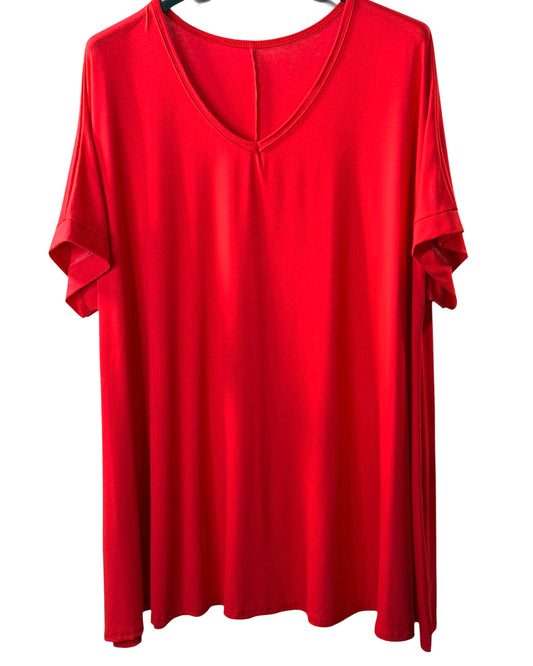 INGRID - T-SHIRT OVERSIZE ROUGE JUSQU'A LA TAILLE 48 A 56