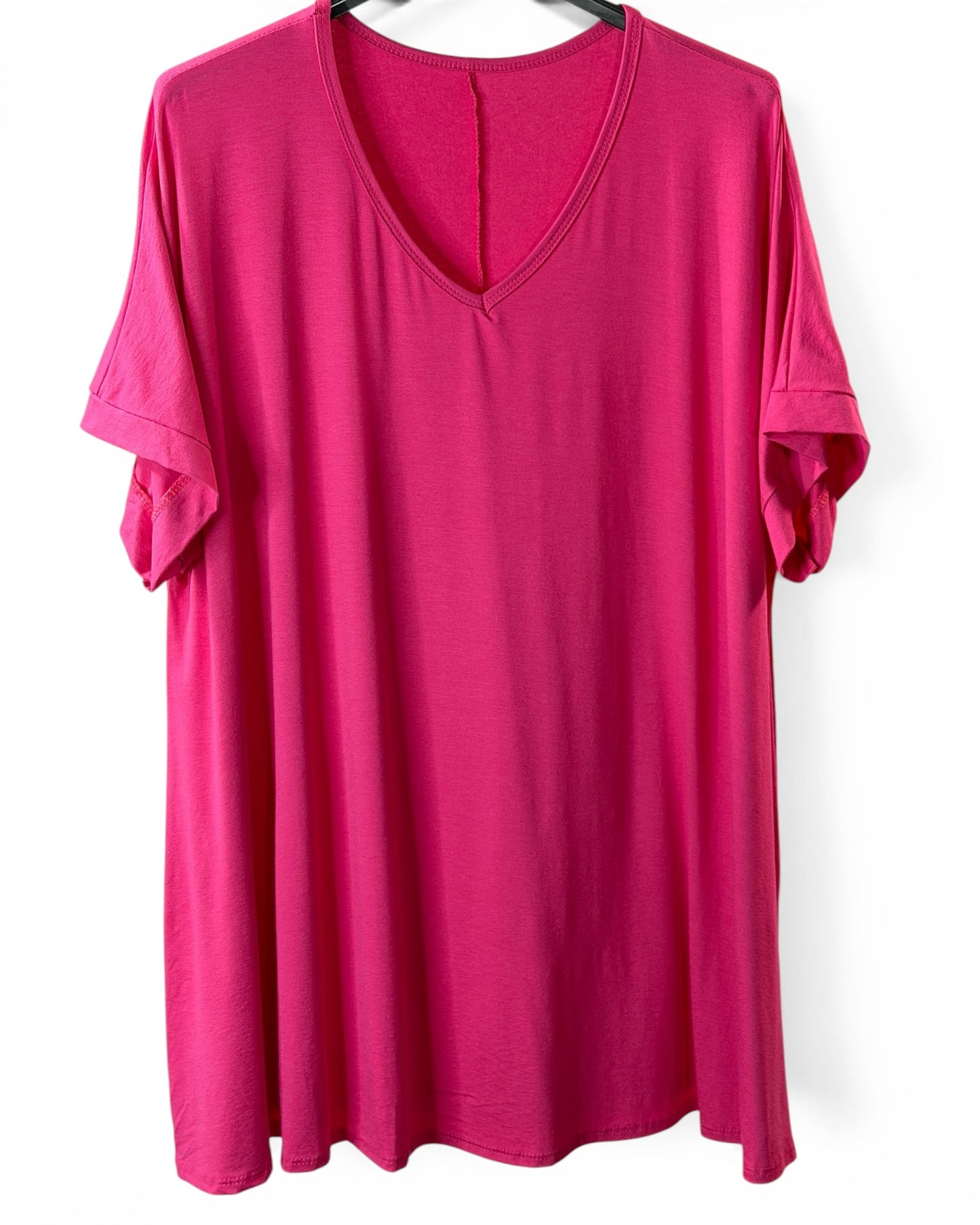 INGRID - T-SHIRT OVERSIZE FUCHSIA JUSQU'A LA TAILLE 48 A 56