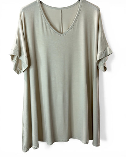 INGRID - T-SHIRT OVERSIZE BEIGE JUSQU'A LA TAILLE 48 A 56
