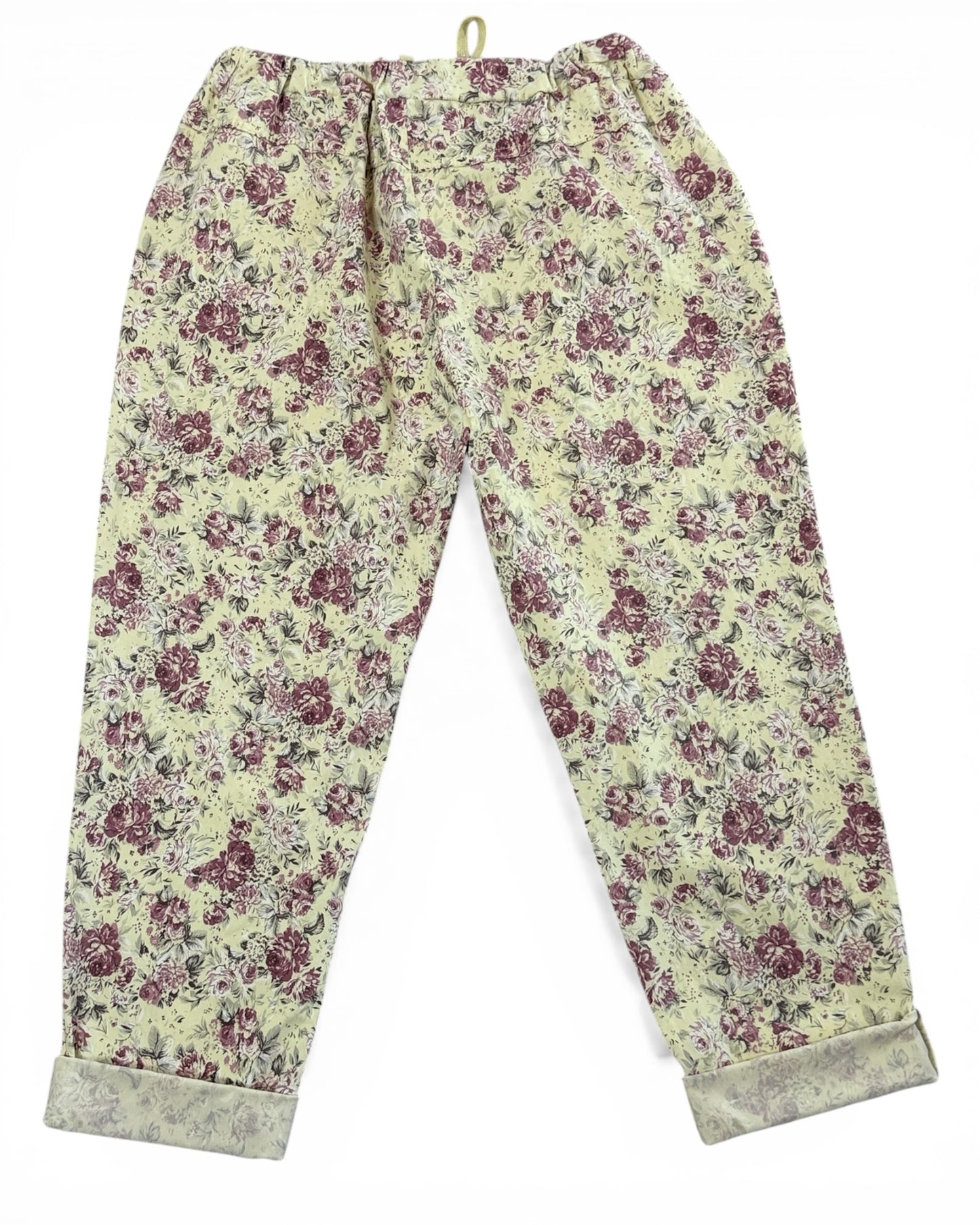 BONNY - PANTALON JAUNE A FLEUR TAILLE 46/48 A 54