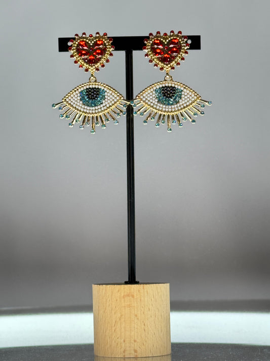 KAREN - BOUCLES D'OREILLES OEIL AVEC STRASS