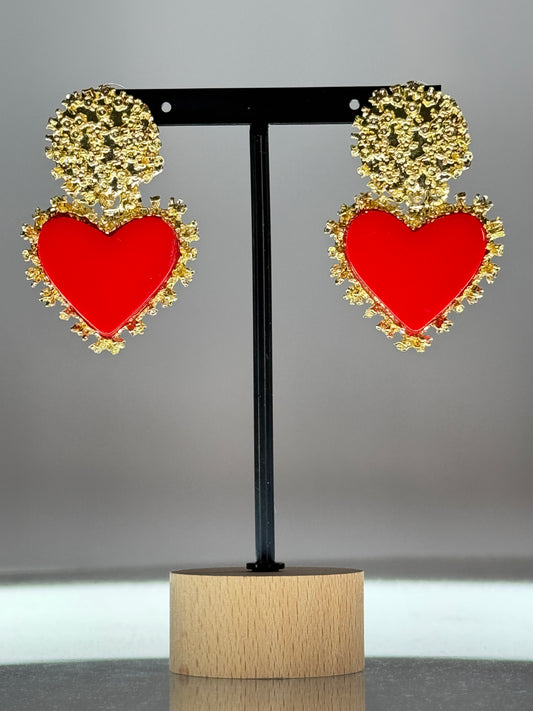 FAUBOURG- BOUCLES D'OREILLES COEUR ROUGE