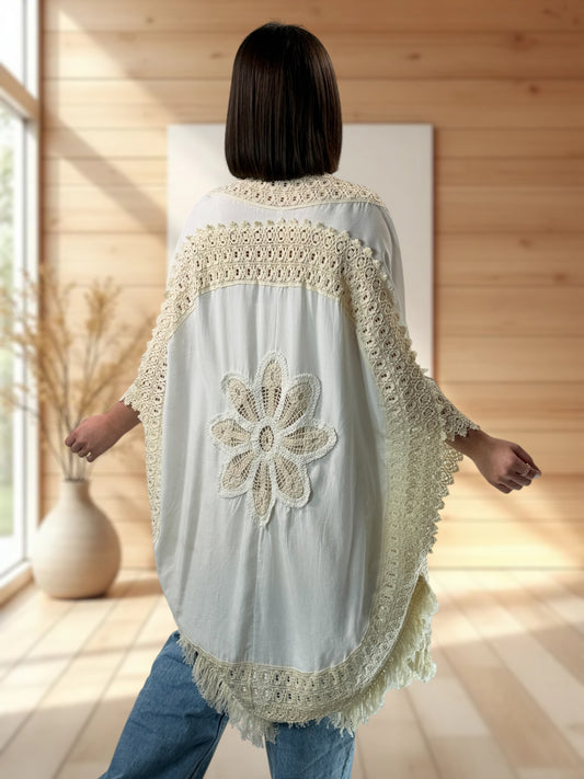 ADRIANO - KIMONO BEIGE OVERSIZE JUSQU'A LA TAILLE 54