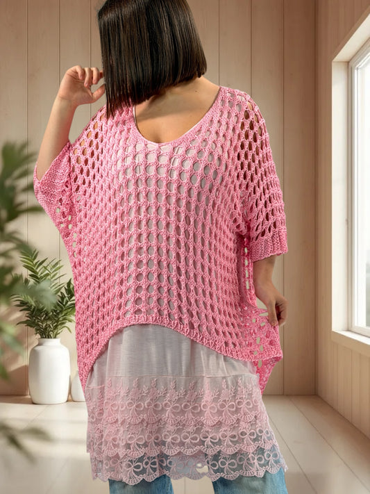 MASSIMO - PULL RESILLE ROSE JUSQU'A LA TAILLE 52/54