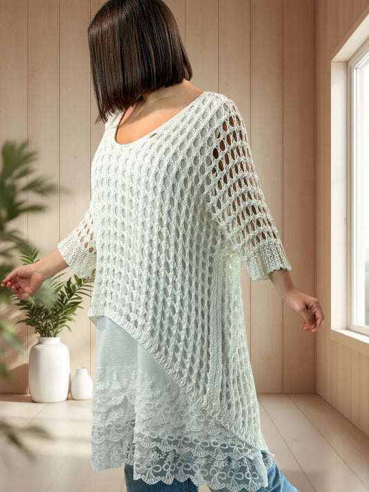 MASSIMO - PULL RESILLE BLANC JUSQU'A LA TAILLE 52/54