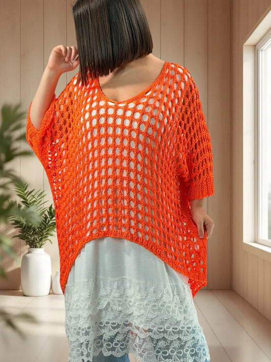 MASSIMO - PULL RESILLE ORANGE JUSQU'A LA TAILLE 52/54