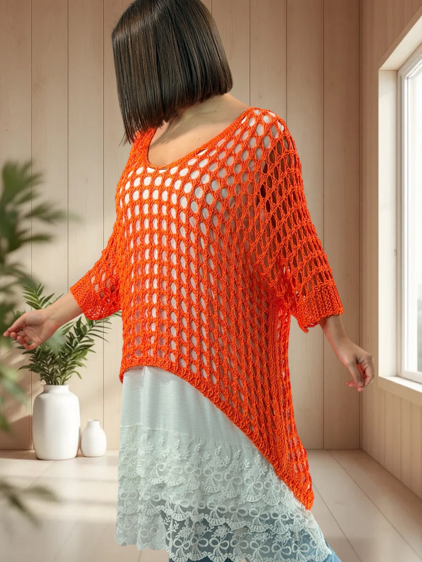 MASSIMO - PULL RESILLE ORANGE JUSQU'A LA TAILLE 52/54