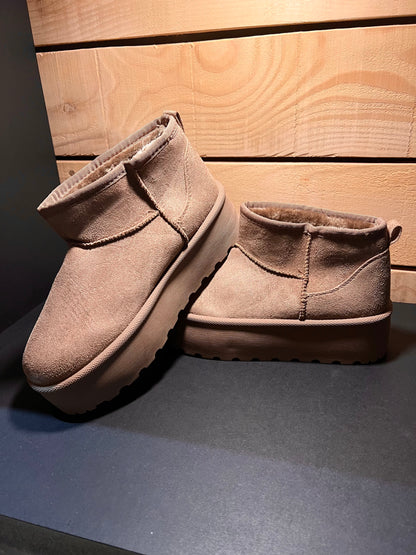 CLAUDIE - BOOTS TAUPE SEMELLE PLATEFORME INTERIEUR MOUMOUTE P 36