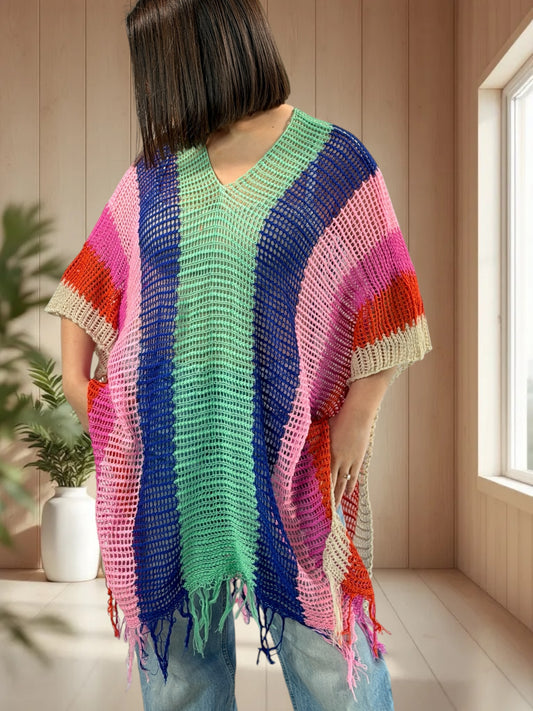 ROSIE  - TUNIQUE EN RESILLE MULTICOLORE JUSQU'A LA TAILLE 60