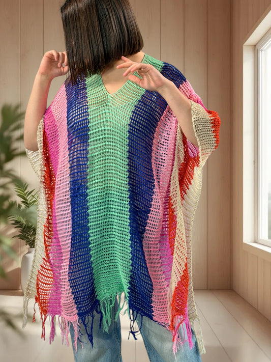 ROSIE  - TUNIQUE EN RESILLE MULTICOLORE JUSQU'A LA TAILLE 60