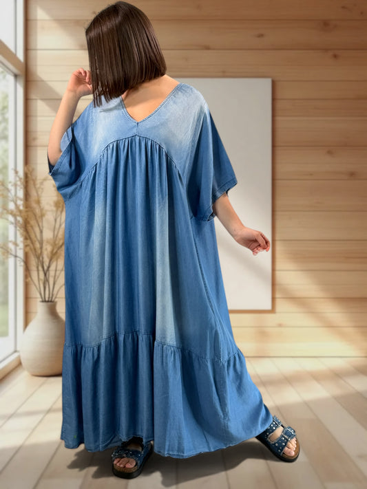 PAOLITA - ROBE LONGUE EN JEAN LYOCELL JUSQU'A LA TAILLE 56