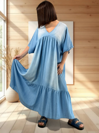 PAOLITA - ROBE LONGUE EN JEAN LYOCELL JUSQU'A LA TAILLE 56