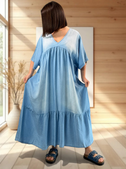 PAOLITA - ROBE LONGUE EN JEAN LYOCELL JUSQU'A LA TAILLE 56