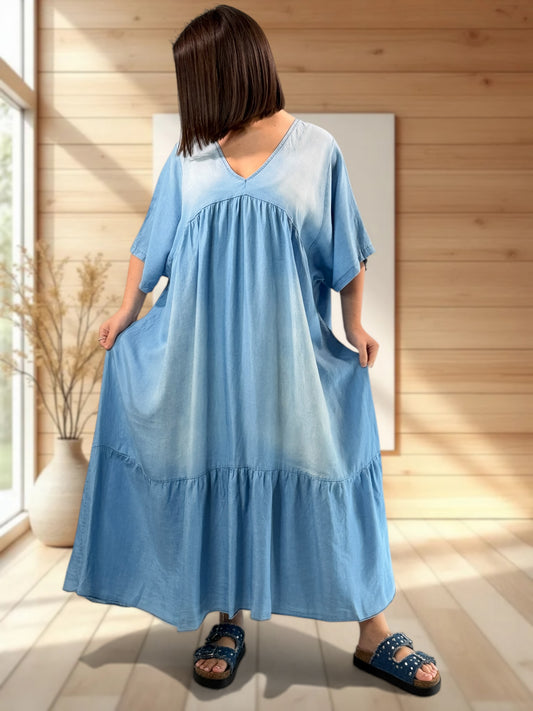 PAOLITA - ROBE LONGUE EN JEAN LYOCELL JUSQU'A LA TAILLE 56