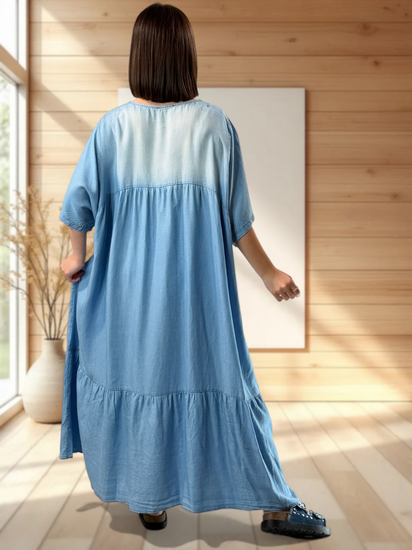 PAOLITA - ROBE LONGUE EN JEAN LYOCELL JUSQU'A LA TAILLE 56