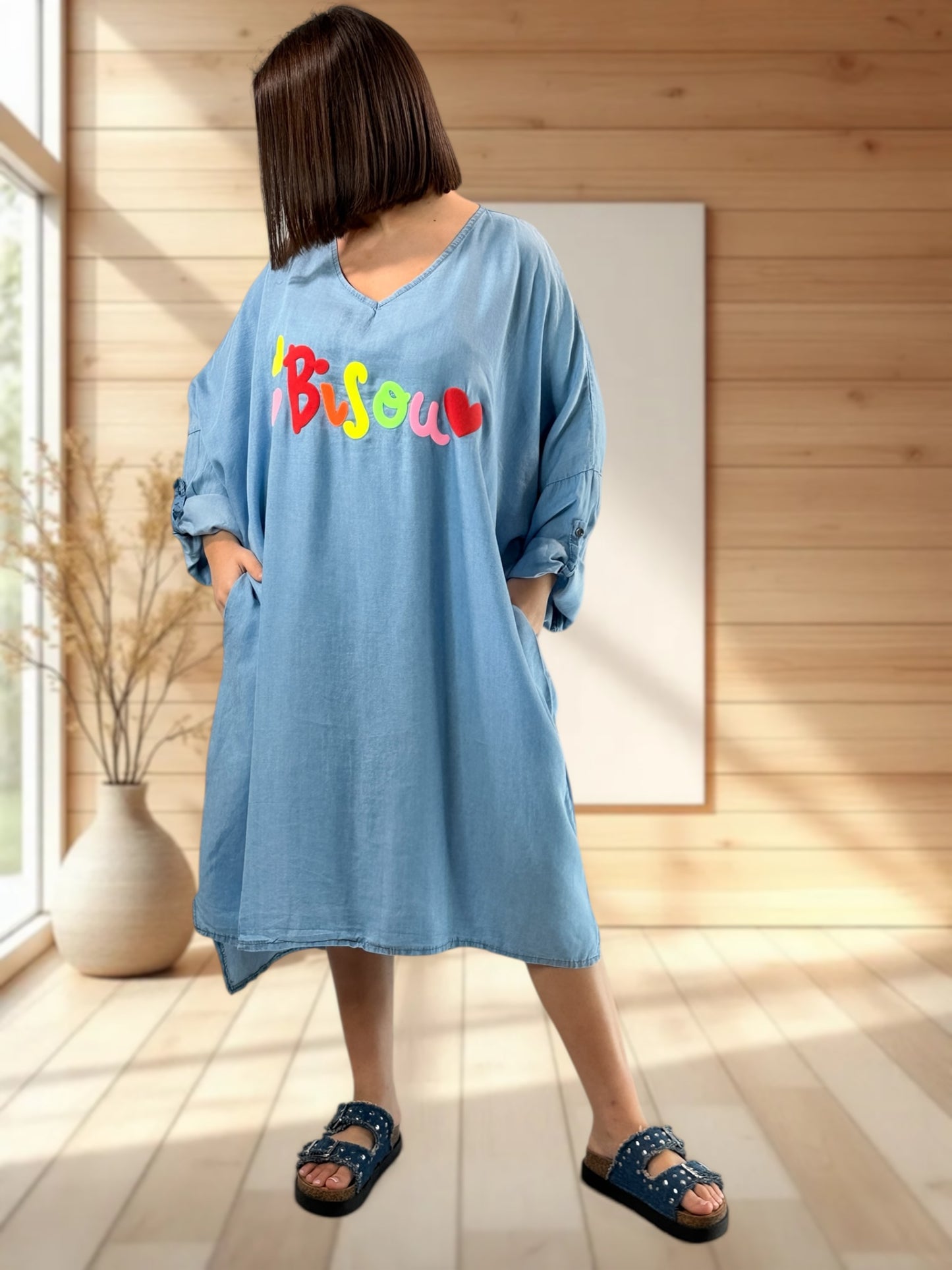 ROSALIA - ROBE EN JEAN LYOCELL OVERSIZE JUSQU'A LA TAILLE 56