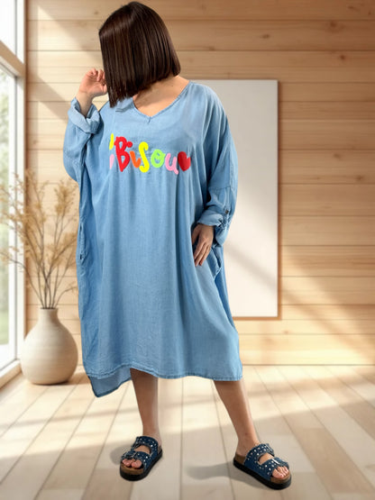 ROSALIA - ROBE EN JEAN LYOCELL OVERSIZE JUSQU'A LA TAILLE 56