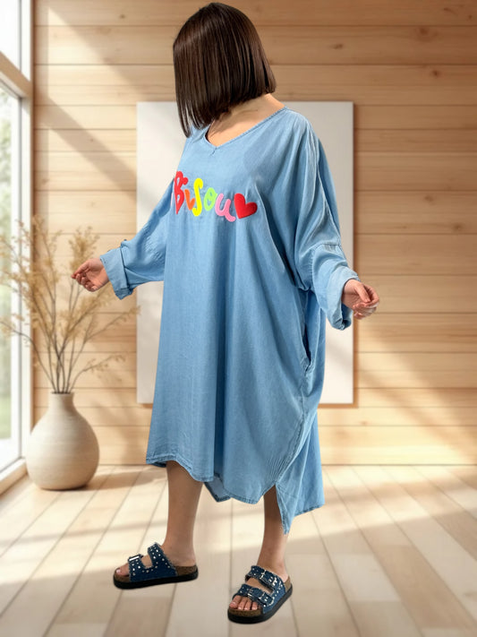 ROSALIA - ROBE EN JEAN LYOCELL OVERSIZE JUSQU'A LA TAILLE 56
