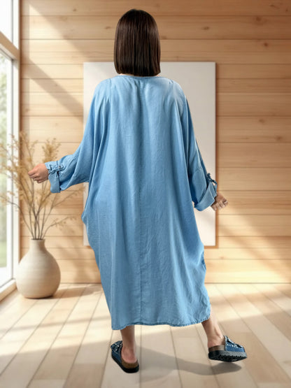 ROSALIA - ROBE EN JEAN LYOCELL OVERSIZE JUSQU'A LA TAILLE 56