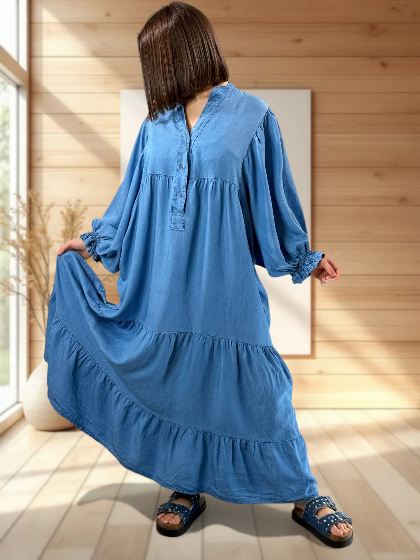 TOSCA - ROBE LONGUE EN JEAN TENCELL JUSQU'A LA TAILLE 54
