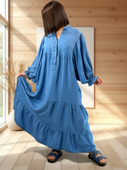 TOSCA - ROBE LONGUE EN JEAN TENCELL JUSQU'A LA TAILLE 54