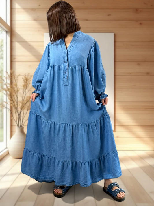 TOSCA - ROBE LONGUE EN JEAN TENCELL JUSQU'A LA TAILLE 54