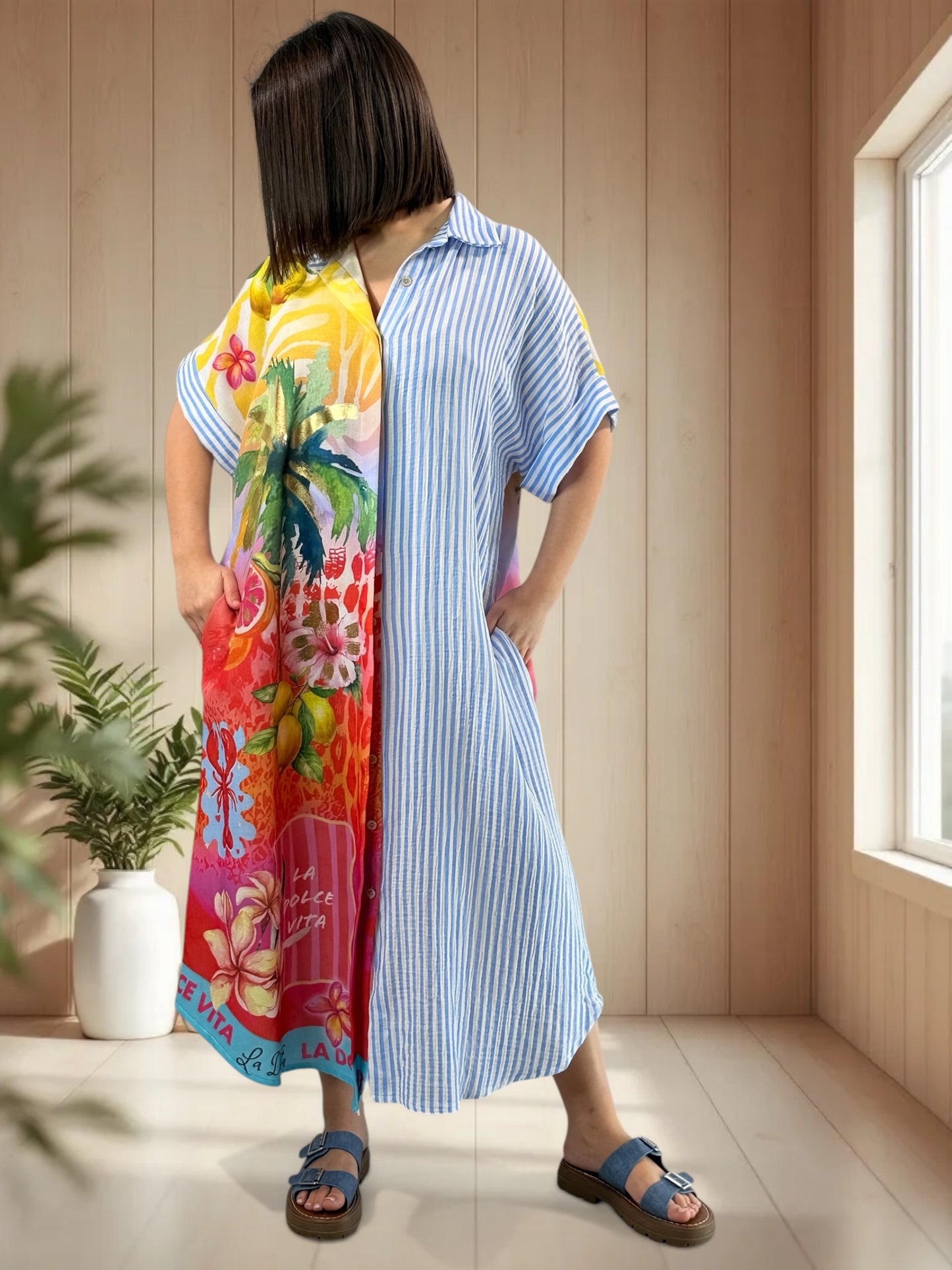 POSITANO - ROBE A MOTIF JUSQU'A LA TAILLE 50/52